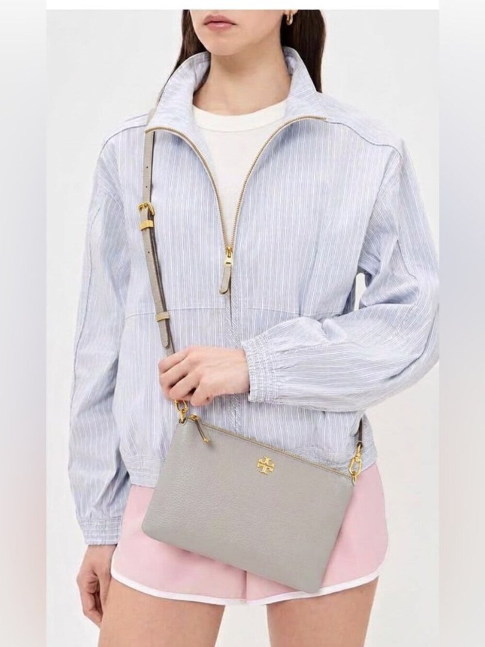 Tory Burch Gray Leather Clutch